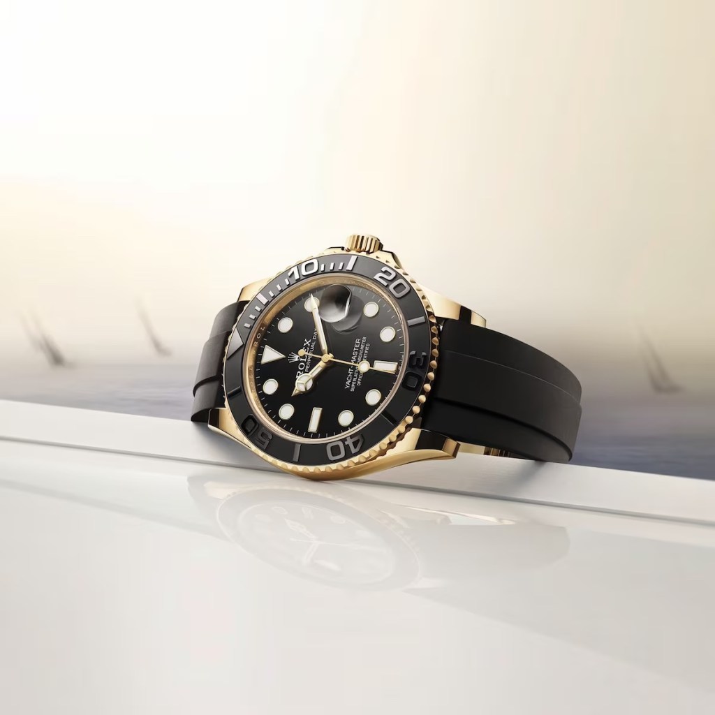Solid gold Yacht-Master with the Oysterflex bracelet. Image from Rolex.com
